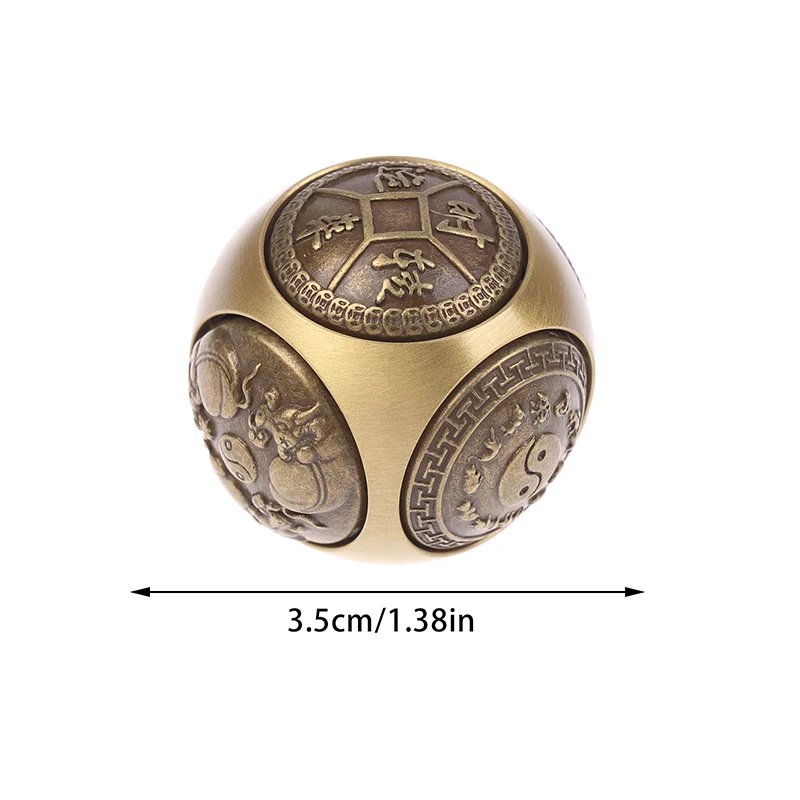 1PC Six faced Four Blessing Luck Money Fidget Spinner Brass Stress Relief Cube Decompression Ball Adult Fidget Toys Crafts