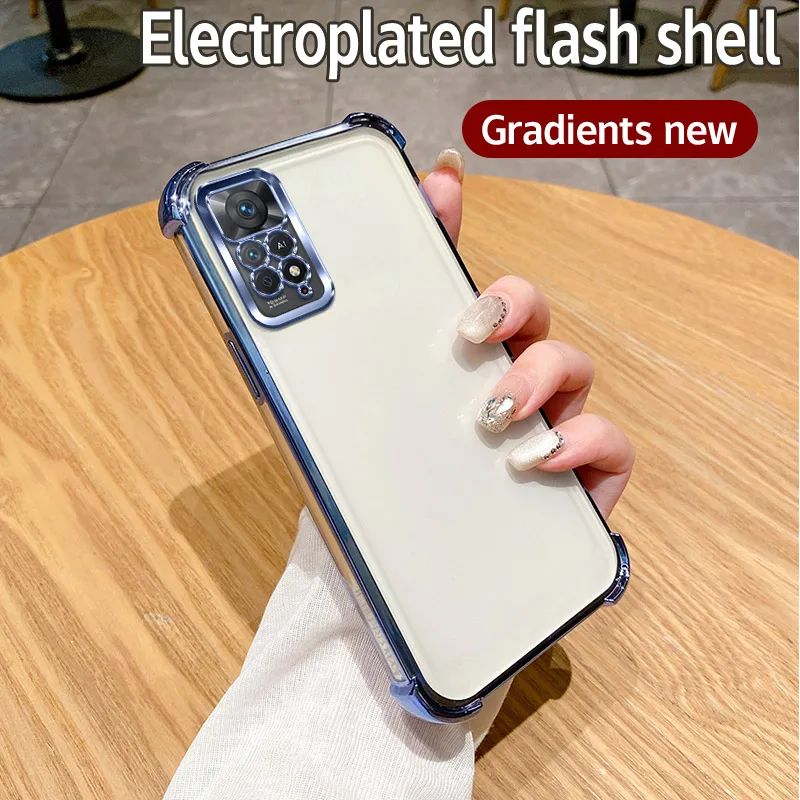 Für Redmi Note 11 Pro Hülle Redmi Note 11 Pro 5G Cover Note 12 Pro 4G Klare galvanisierte Handyhülle Bumper stoßfeste Schutzhülle