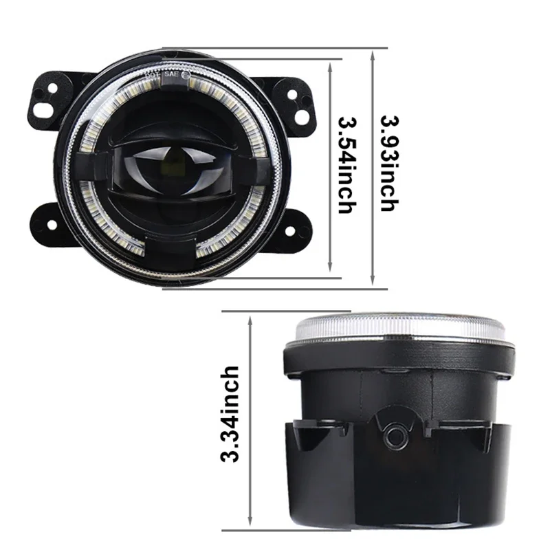 4 Inch LED Headlight With White Halo Ring DRL 6000K 30W For Jeep Wrangler JK TJ Headlamps Angel Eye Turn Signal Fog Lamp