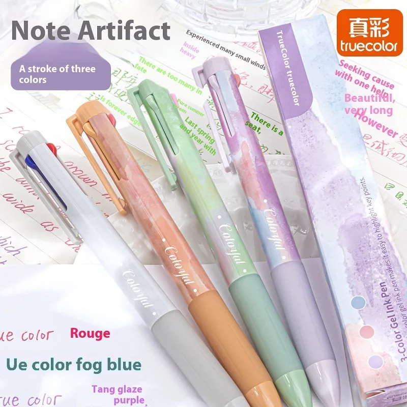 

3in1 Retractable Color Gel Pen,Assorted Colors No Bleeding ST Tip 0.5mm for Note-taking,Highlighting&Quick Correction Office Use