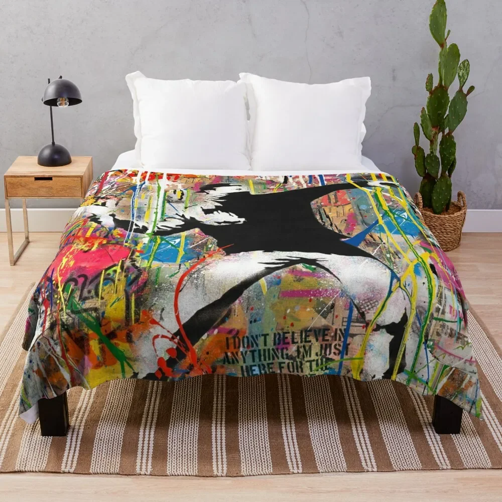 

Flower Thrower Pop Street Art Colorful Throw Blanket wednesday Retros Flannels Luxury St Blankets