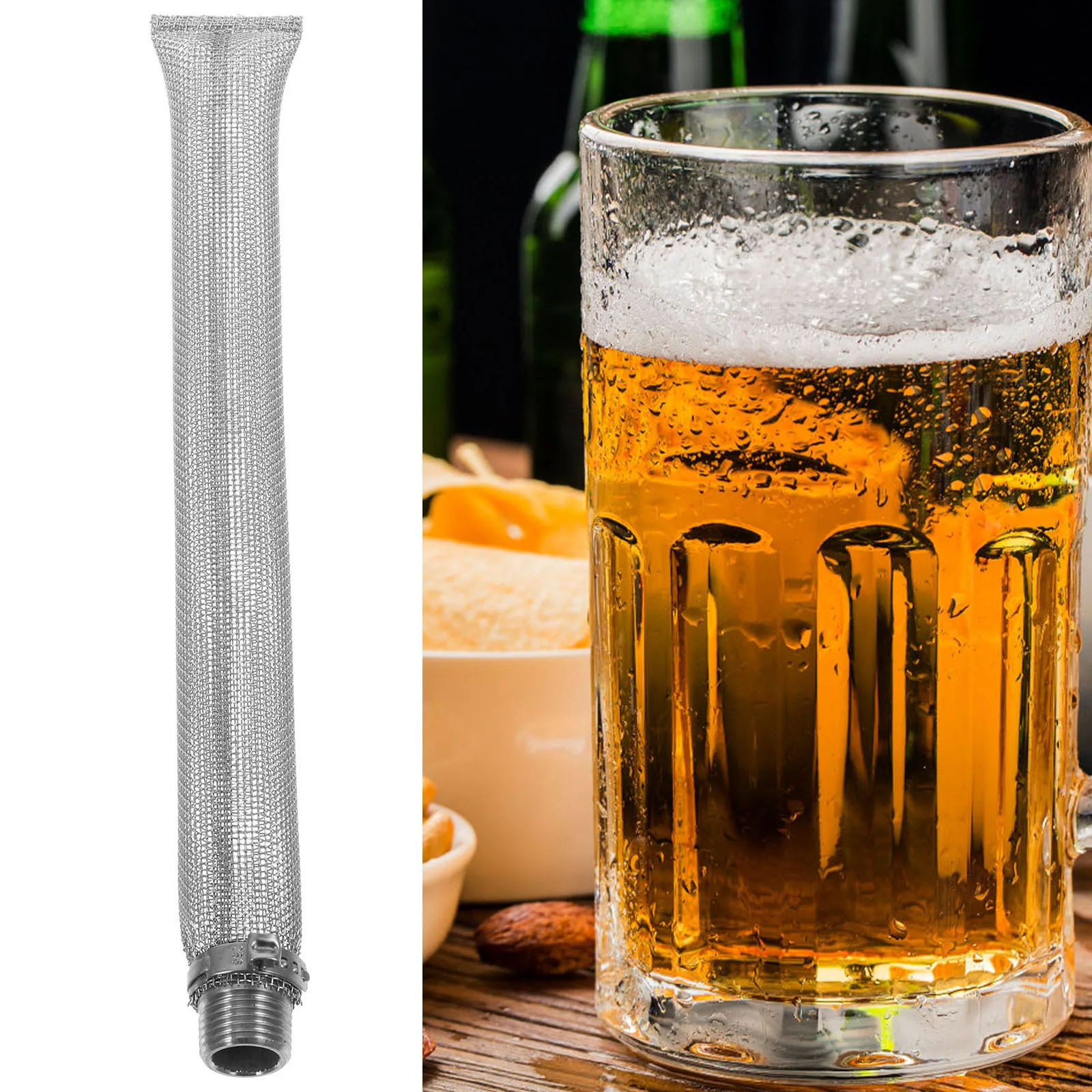 

Beer Filter Tube Stainless Steel Reusable Mesh Filter Hop Strainer Tool for Wine Making and Home Brew Filtering Tool