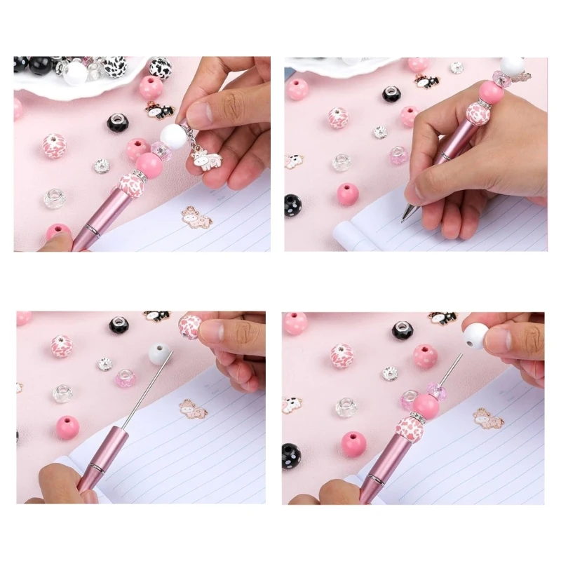 18x Cute Cow Beadable Ballpoint Pen DIY Pens Making Kits Beadable Pen Kits Stationery Pen Stationery Supplies for School