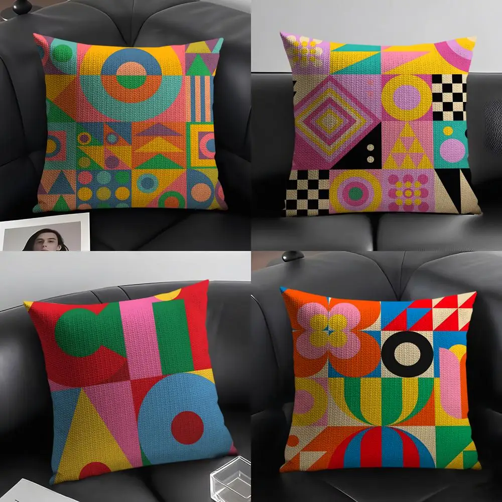 Geometric Patterns Luxury Cushion Cover Natural Linen Organi