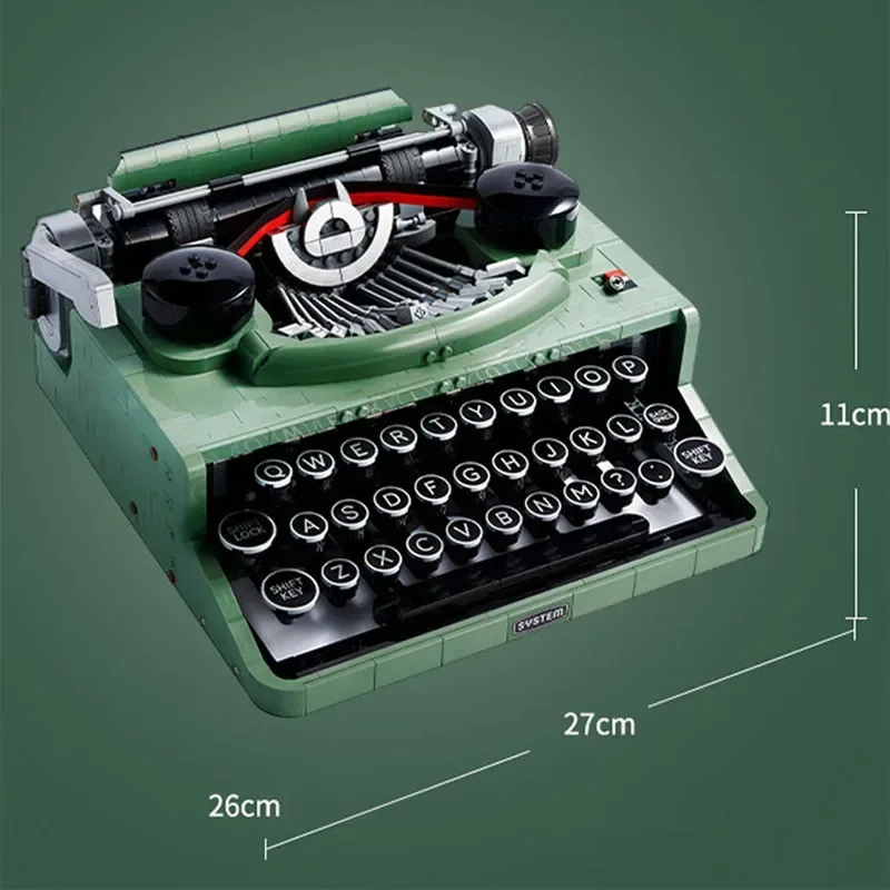 2078pcs MOC 21327 Retro Typewriter Building Blocks Keyboard Set Toys Bricks Writing Machine for Kids High-Tech Ideas Gift