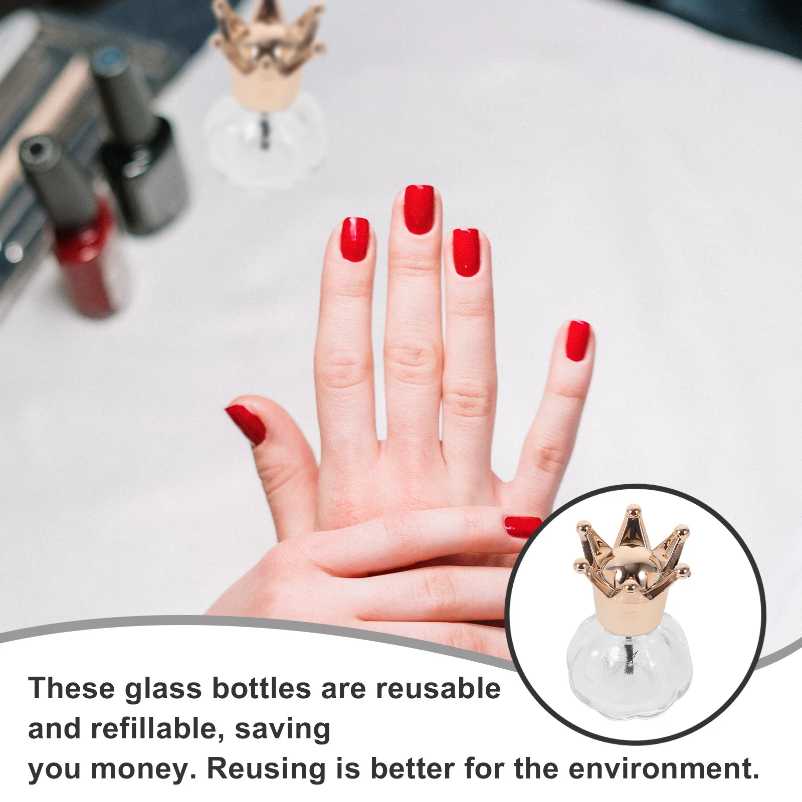 4Pcs Glass Nail Polish Bottles Refillable Empty Containers Easy Use Brush Leak Proof Travel Nail Polish Dispenser