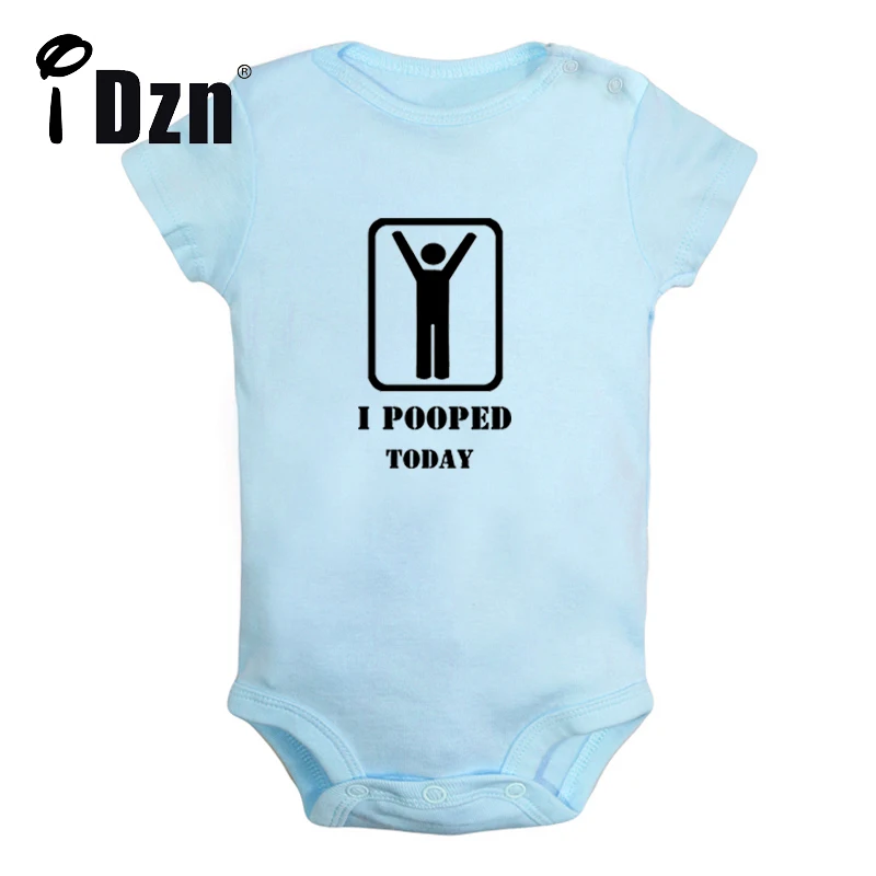 

iDzn NEW I Pooped Today Cute Baby Fun Print Rompers Boys Girls Bodysuit Infant Short Sleeves Jumpsuit Kids Soft Clothes