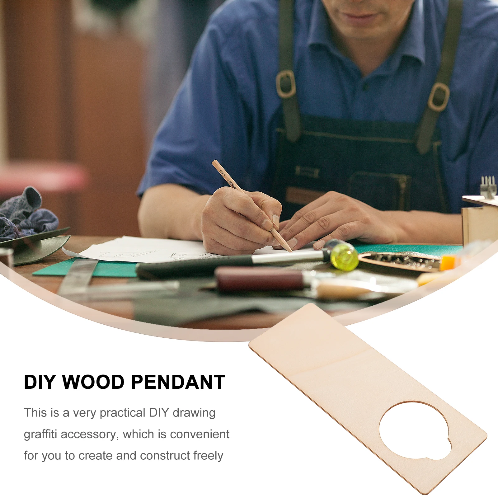 

Plain Door Hanging Sign Wooden Plaque Craft Blank Doorknob Pendant Decorative Accessory