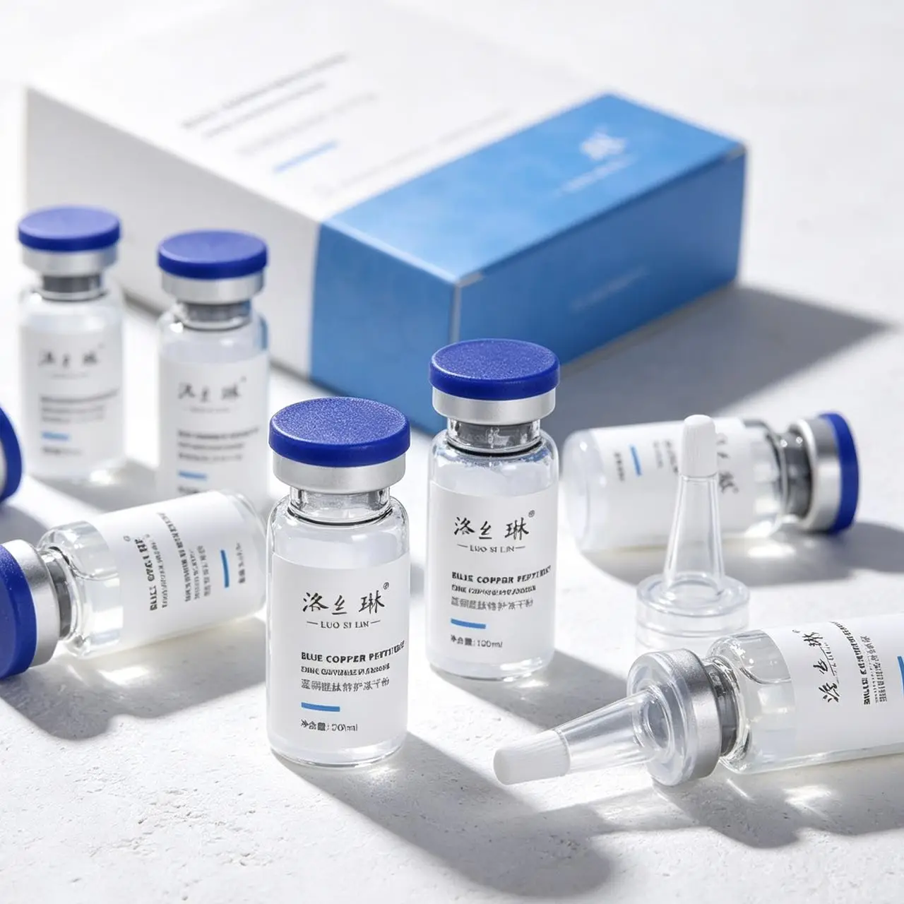 GHK-Cu Serum Blue Copper Peptide 100mg Freeze-Dried Powder Skin Booster Repair Firming Moisturizing Nourishing Face Serum