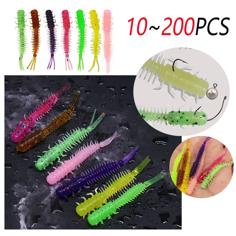 10-200 stücke Slug Weiche Köder 4,5 cm Locken faden Drop Shot Künstliche Köder Angeln Wurm Silikon Minnow Swimbait Jigging köder Bass – Detail 1
