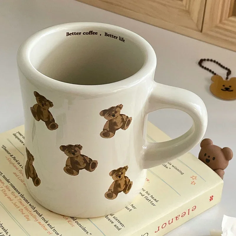 Cartoon Bear Ceramic Coffee Mug Chocolate Bear Mug Girl Retro Coffee Cup Afternoon Tea Cute Ceramic Mug  cute coffee mugs