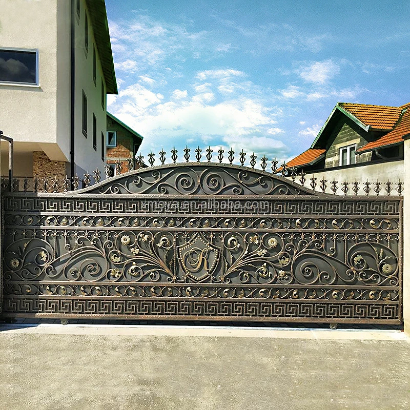 Customization Beautiful House Wrought Iron Gate Villa Main Auto Gate High Quality House Main Gate Designs Swing Driveway Gates