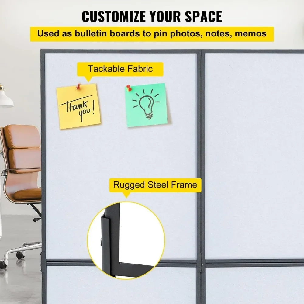 Desk Partition Wall Library Acoustic Room Divider (Cool Gray) for Office Soundproof Booth Partition Moving School Screen Cubicle