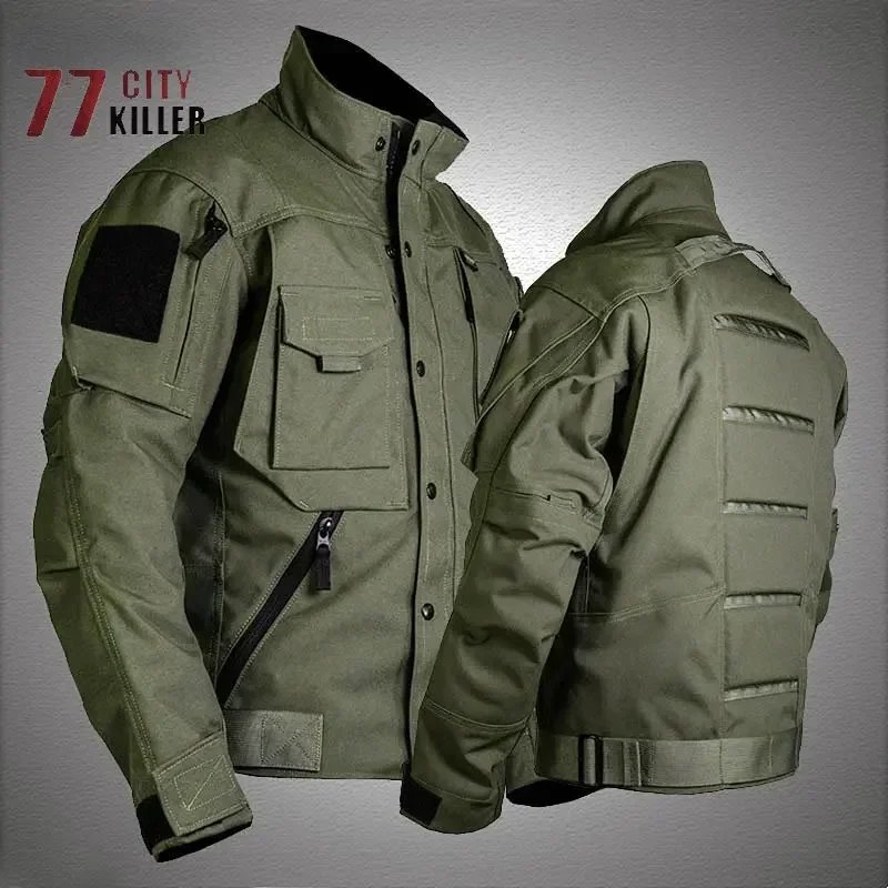 Tactical Men\'s Jacket Outdoor Sports Mountaineering Ski Warm Windproof Loose Coat Pocket Zipper Wear-resistant Jackets