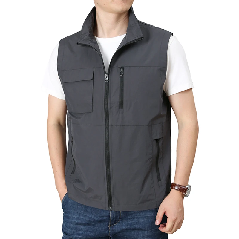 5XL Mens Hot Sale Outdoor Multi-pocket Hiking Vest Summer New  Camping Fishing Photography Tactical Cargo Vest Fishing Waistcoat