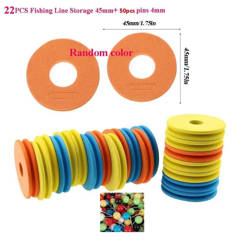 12/22PCS Angelschnur Lagerung Schaum Spulen 68mm/45mm + 50Pcs Pins Rund Angeln draht Wicklung Boards Fliegen Angeln Getriebe Zubehör – Detail 1