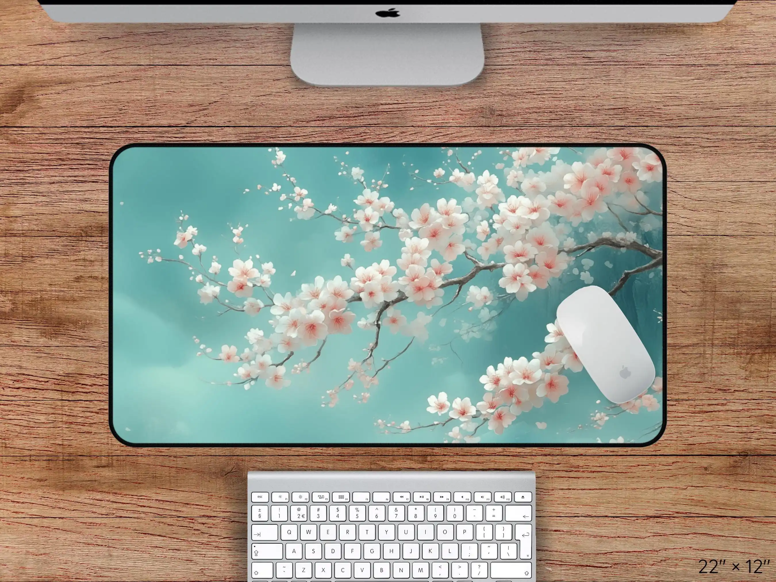 Magnifique napperon en fleurs de cerisier, tapis de bureau rose de style japonais, joli napperon floral, tapis de souris en fleurs de cerisier, tapis de souris rose