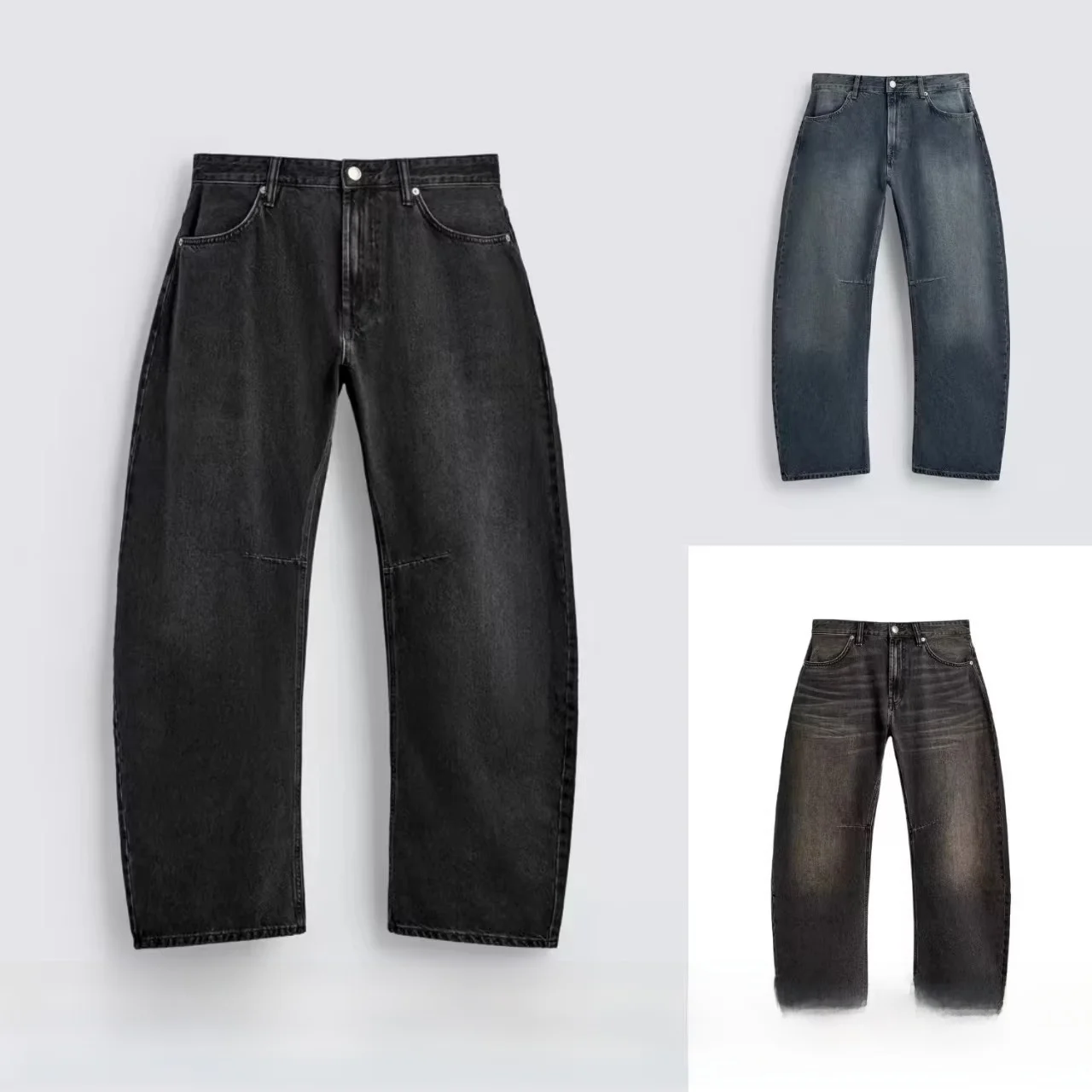 

New Men's Cotton Denim Jeans Multiple Colors Waed Loose Barrel ape Knife Long Pants Casual Low Waist for All Seasons