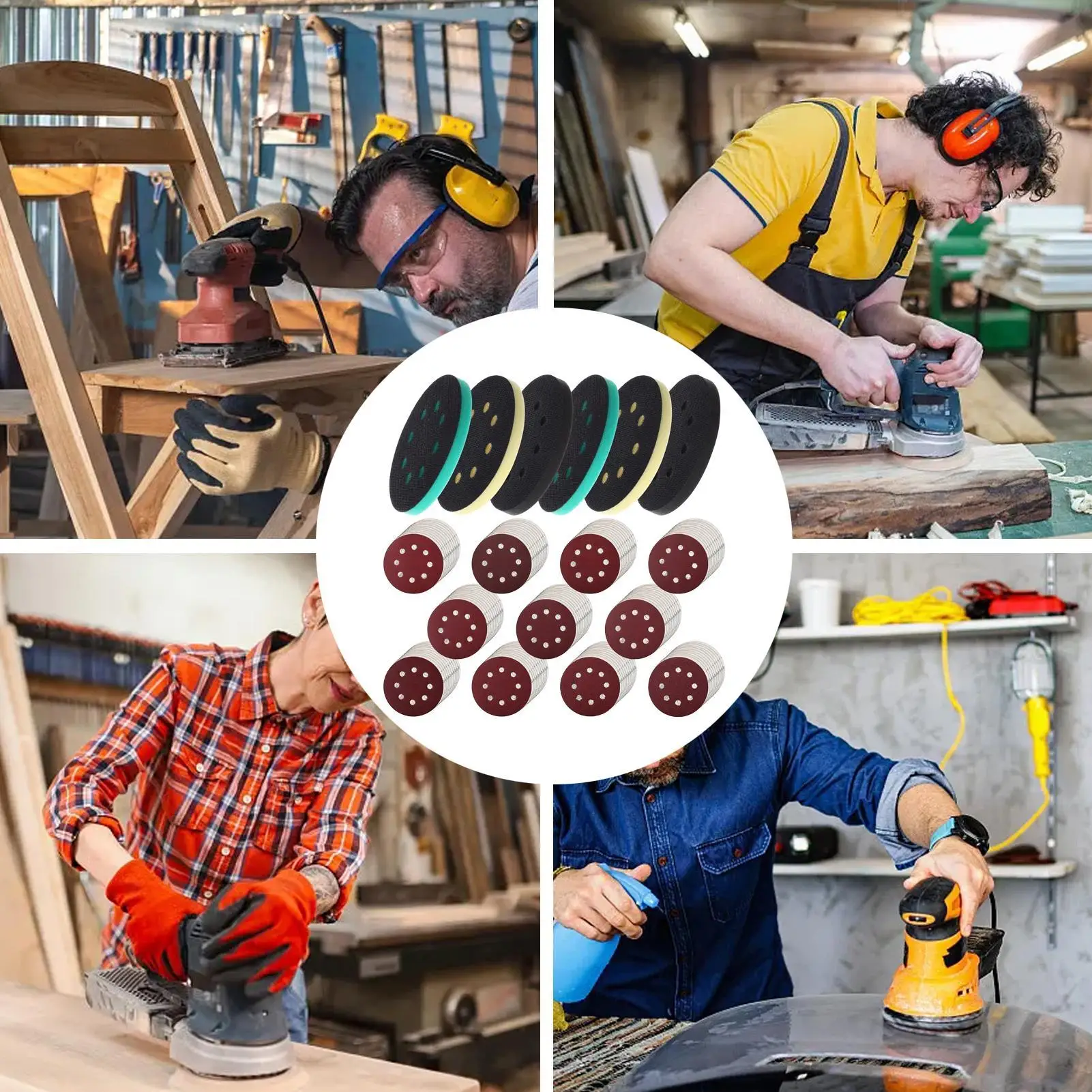 

Sanding Pad 5 Inch 8 Holes Buffer Cushion Discs Buffer Backing Pad For Polisher Polishing Grinding Wood Metal Automotive Drywall