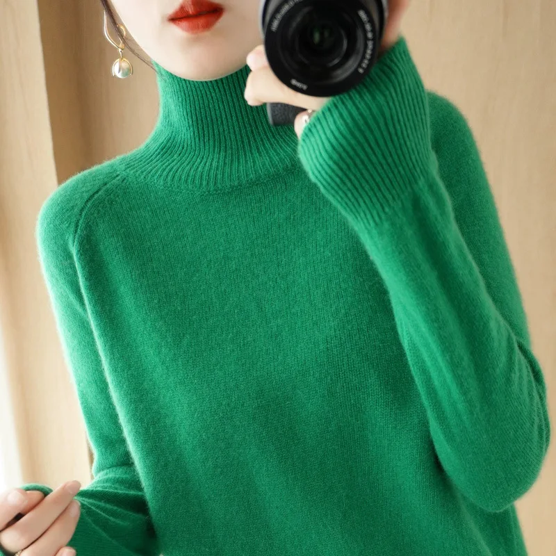 2026 Fashion Multicolor Knit Turtleneck Sweater Women Short Top Pullover Spring Autumn Long-sleeve Bottom-shirt Casual Sweaters