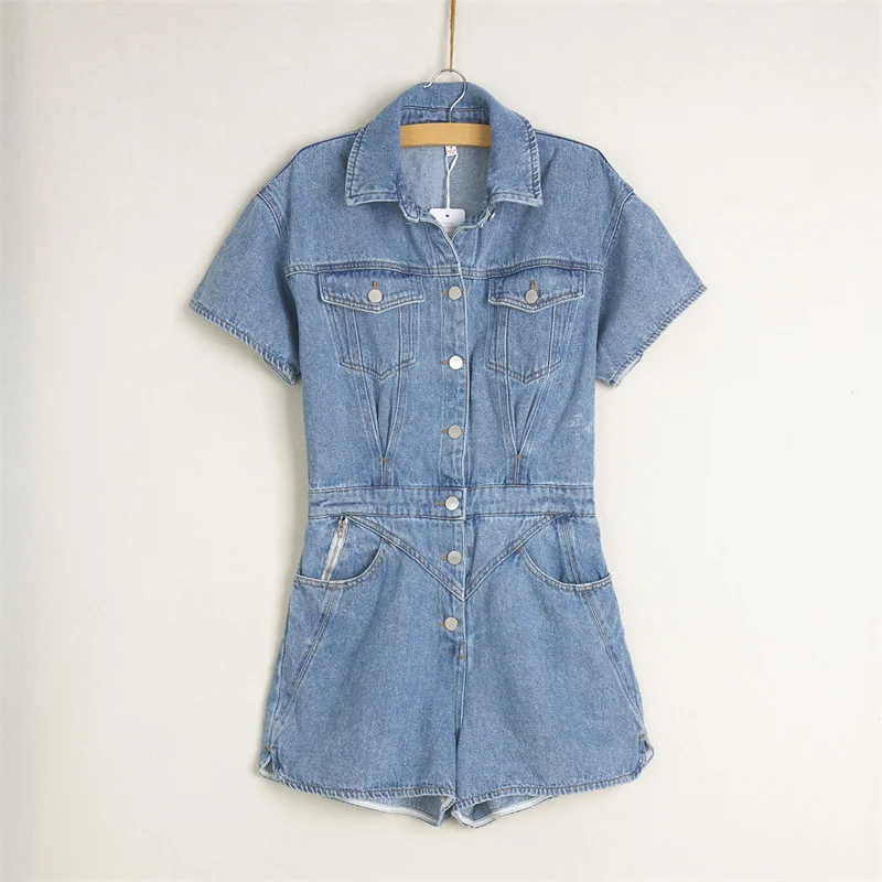 

Женский джинсовый комбинезон ort Sve с завязкой на талии для похудения, прямые брюки с высокой талией, синие джинсы, повседневная летняя мода