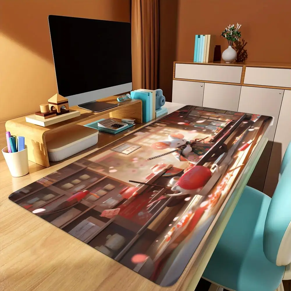 

Милый мультяшный белый коврик для мыши самурай, большой коврик для мыши, настольный коврик, игровой коврик, аксессуары для стола, коврик для клавиатуры, коврик для мыши, расширенный коврик mauspad