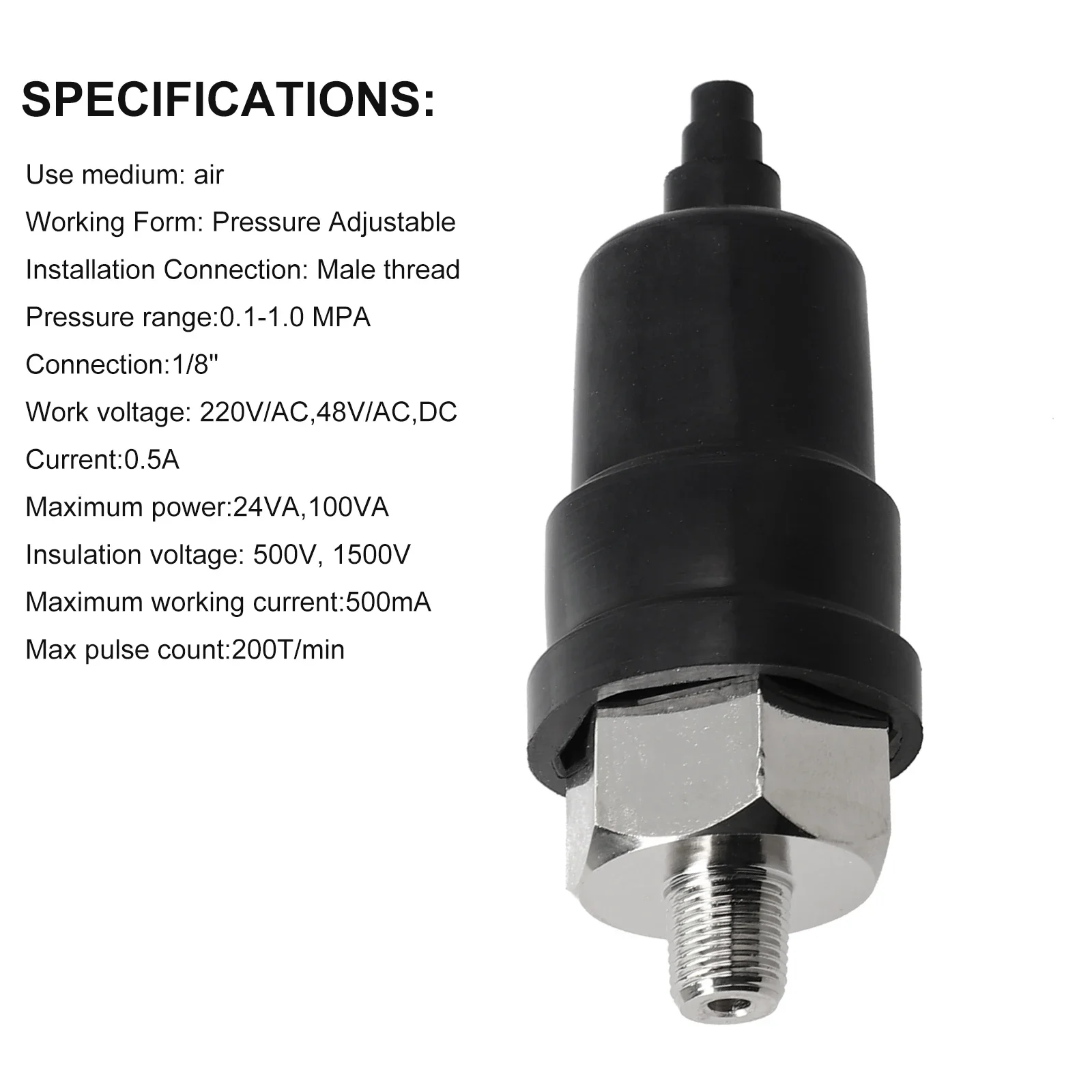 Ressure Switch Pressure Control Switch with 1/8 Inch Connection 500V Insulation Voltage 200T/min Max Pulse Count QPM11 NO