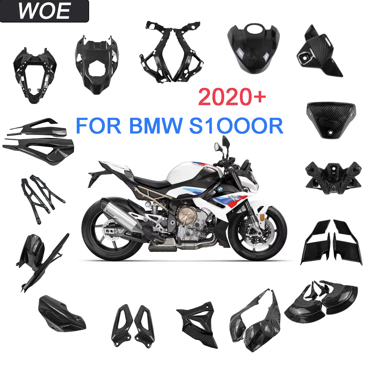 

Для BMW S1000R 2020 2021 2022 2023 2024 сухое углеродное волокно, крышка хвостовой рамы мотоцикла, обтекатель, боковая панель заднего сиденья, крыло