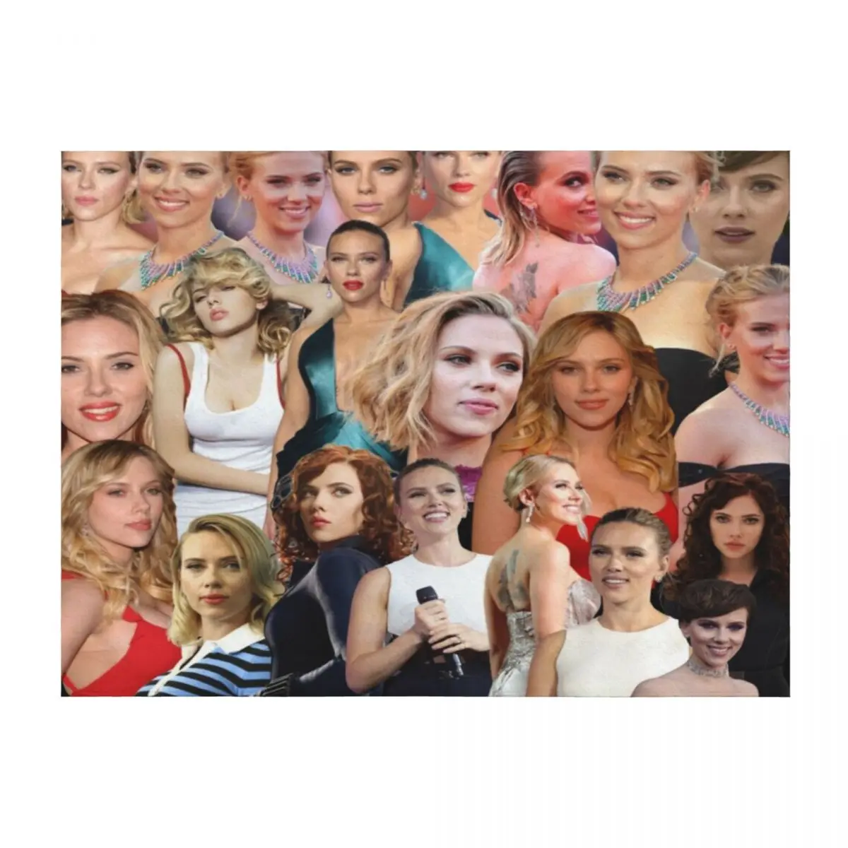 

scarlett johansson collage Throw Blanket Plush Soft Plush Plaid Sofa Nap Blankets