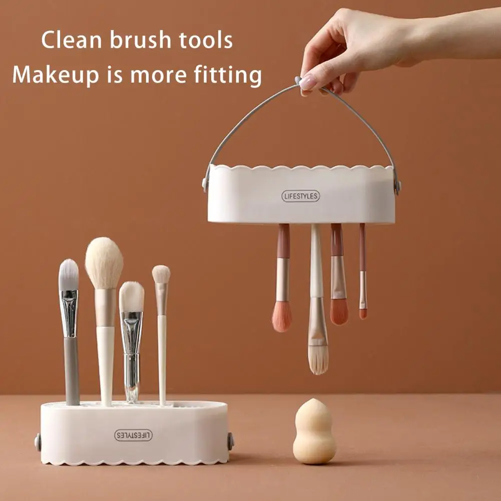 Brush Drying Rack，Cleaner And Suspension Drying Rack 3 in 1 Dry Wet Makeup Brush Holder Makeup Sponge Powder Puff Cleaning Bowl