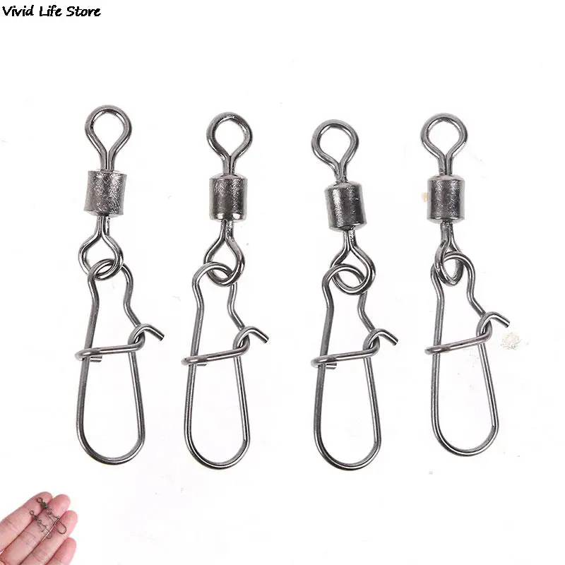 

200pcs/lot Stainless Rolling Swivel With Nice Snap Hooks Lure Connector Fishing Swivels Snaps Tackle Sea Rock