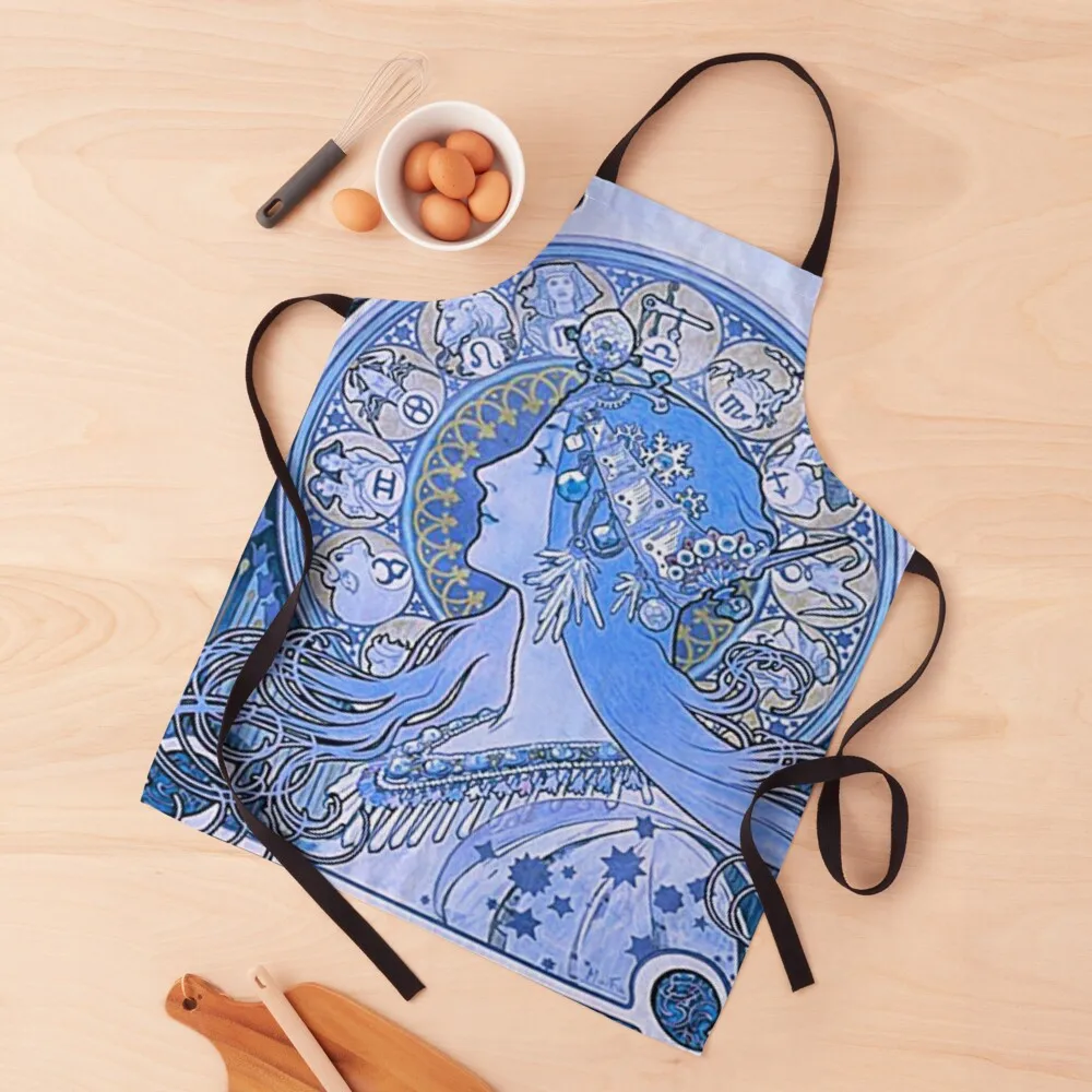 

Zodiac - Alphonse mucha Apron kitchen girl christmas kitchen For Girl Apron