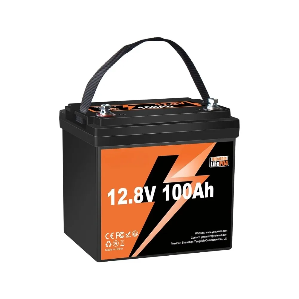 12V 100Ah LiFePO4 Ultrathin Lithium Battery,1280Wh Deep Cycle Lithium Iron Phosphate Battery 100A BMS 6000+, Customized