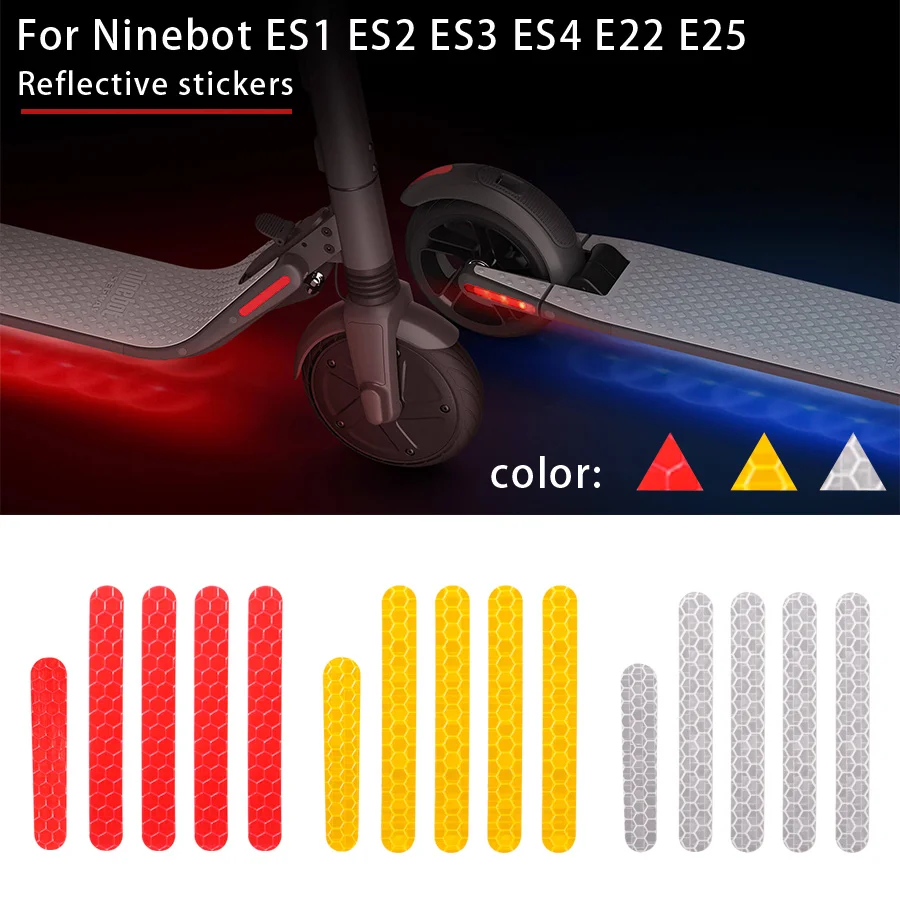 1Set Reflective Stickers For Ninebot ES1 ES2 ES3 ES4 E22 E25 Series Electric Scooter PVC Anti-reflective kickScooter Accessories