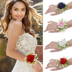 1pc Rose Wrist Corsages for Wedding Corsages for Prom Babysbreath Homecoming Flower Pearl Bracelet