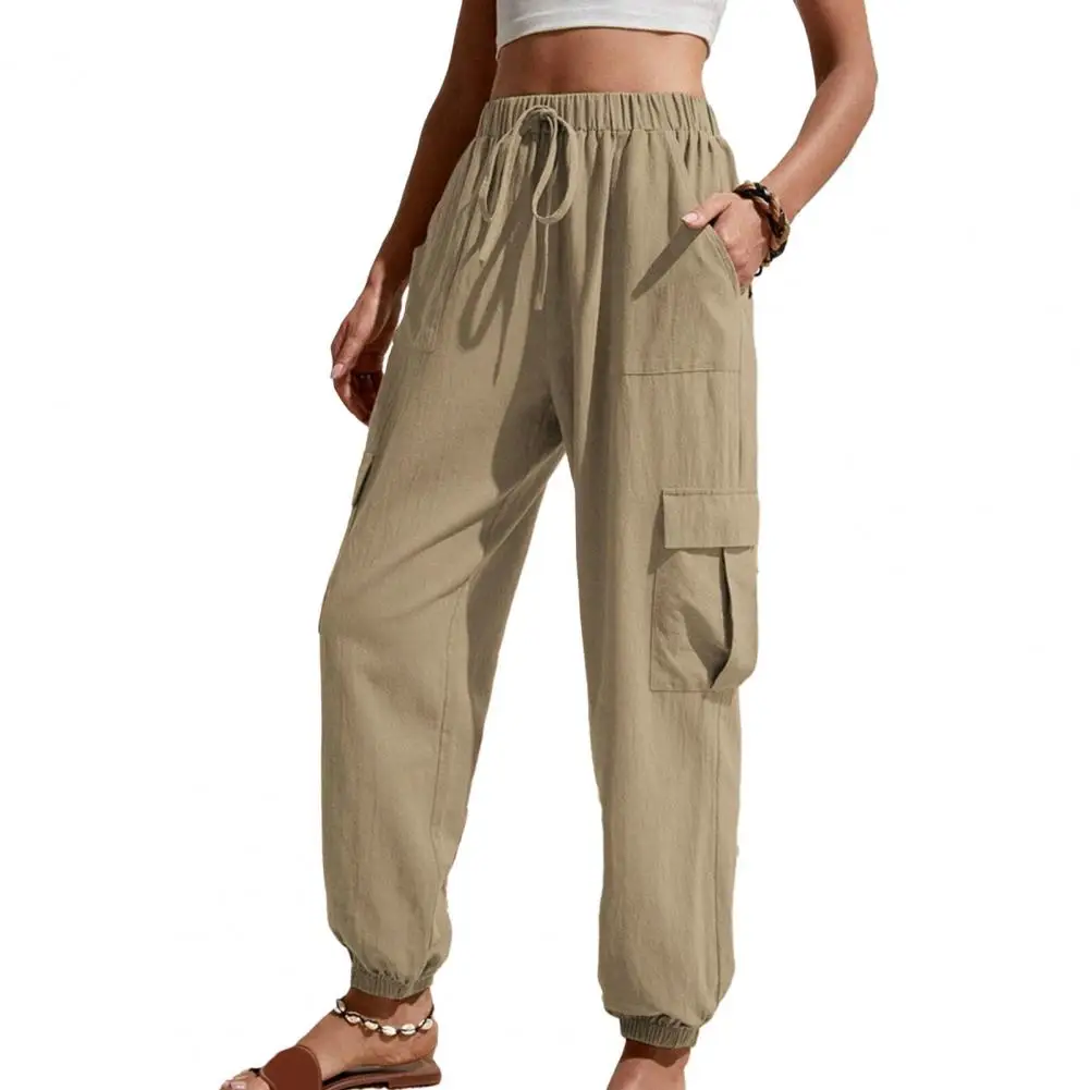 Cargo Pants Women 2024 Spring Summer Fashion Loose Full Length Ladies Trousers Casual Elastic Waist Wide Overalls Pants