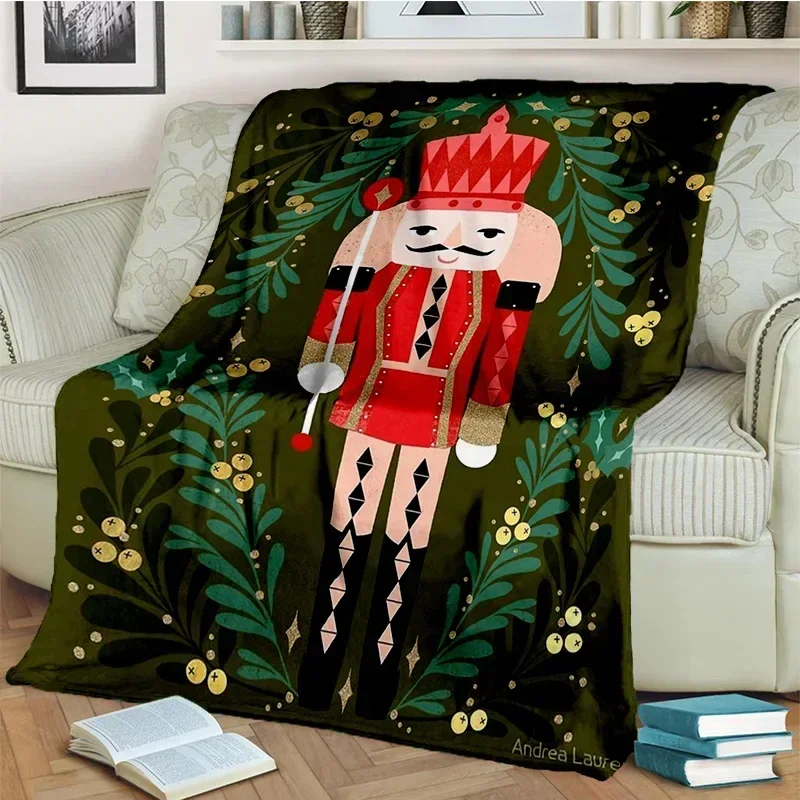 Nussknacker-Weihnachtsbaum-Cartoon-Decke, weiche Überwurfdecke für Zuhause, Schlafzimmer, Bett, Sofa, Picknick, Reisen, Büro, Decke für Kinder