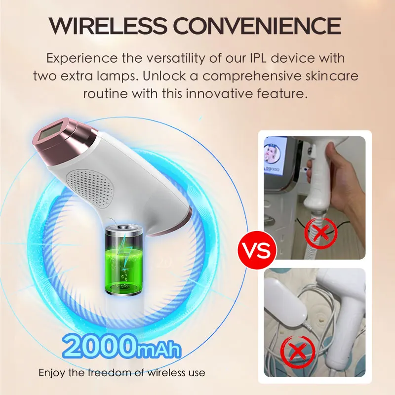 Vancostar depilazione Laser ricaricabile Wireless 4 funzioni rimozione dell\'acne ringiovanimento Extra 2 lampada epilatore IPL indolore