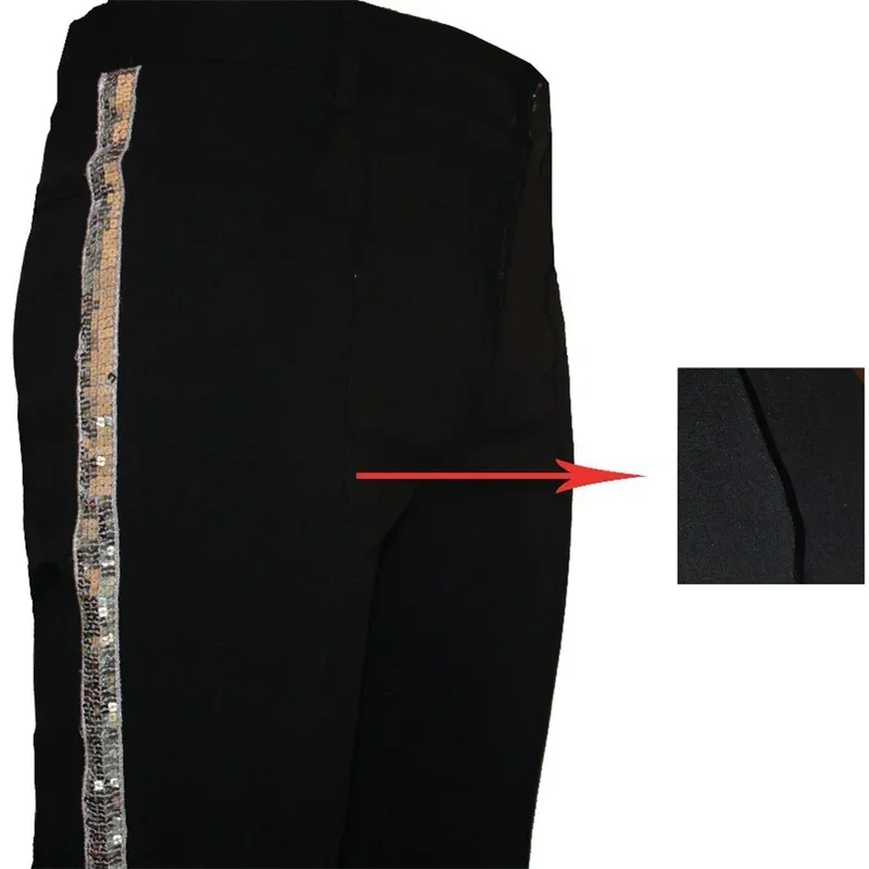 سروال MJ Michael Jackson Black Entertainers فضي مستقيم لمحبي أداء بيلي جين