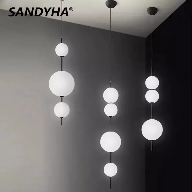 Modern Nordic Ceiling Chandelier Italy Simple Style White Beads Led Lamp Lights for Living Room Bedroom Home Decoration Lighting