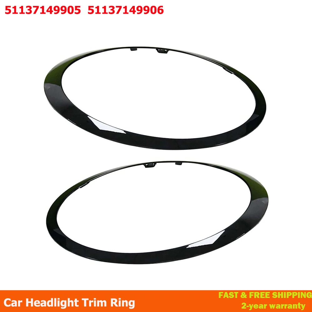 2Pcs Car Headlight Frame For MINI Cooper S R56 R57 R55 Clubman 2007-2015 51137149905 51137149906 Gloss Black/Silver Plated