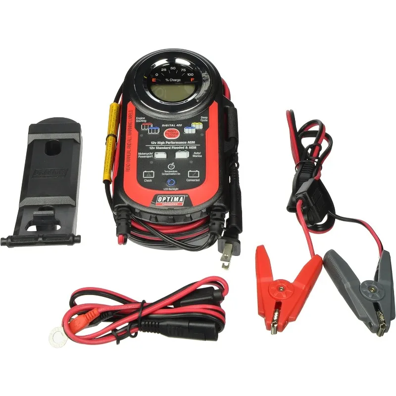شاحن صيانة البطارية الرقمي 400+ 12 فولت من بطاريات OPTIMA لبطاريات AGM والليثيوم والسيارات والبحرية وPowerport