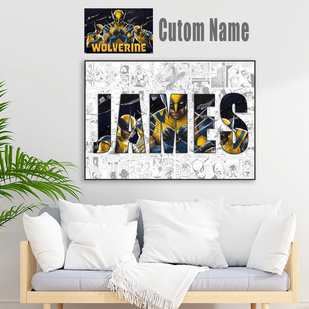 Personalised Name Custom Poster Deadpool & Wolverine Disney Movie Canvas Painting Wall Art Prints Superhero Art Bedroom Decor