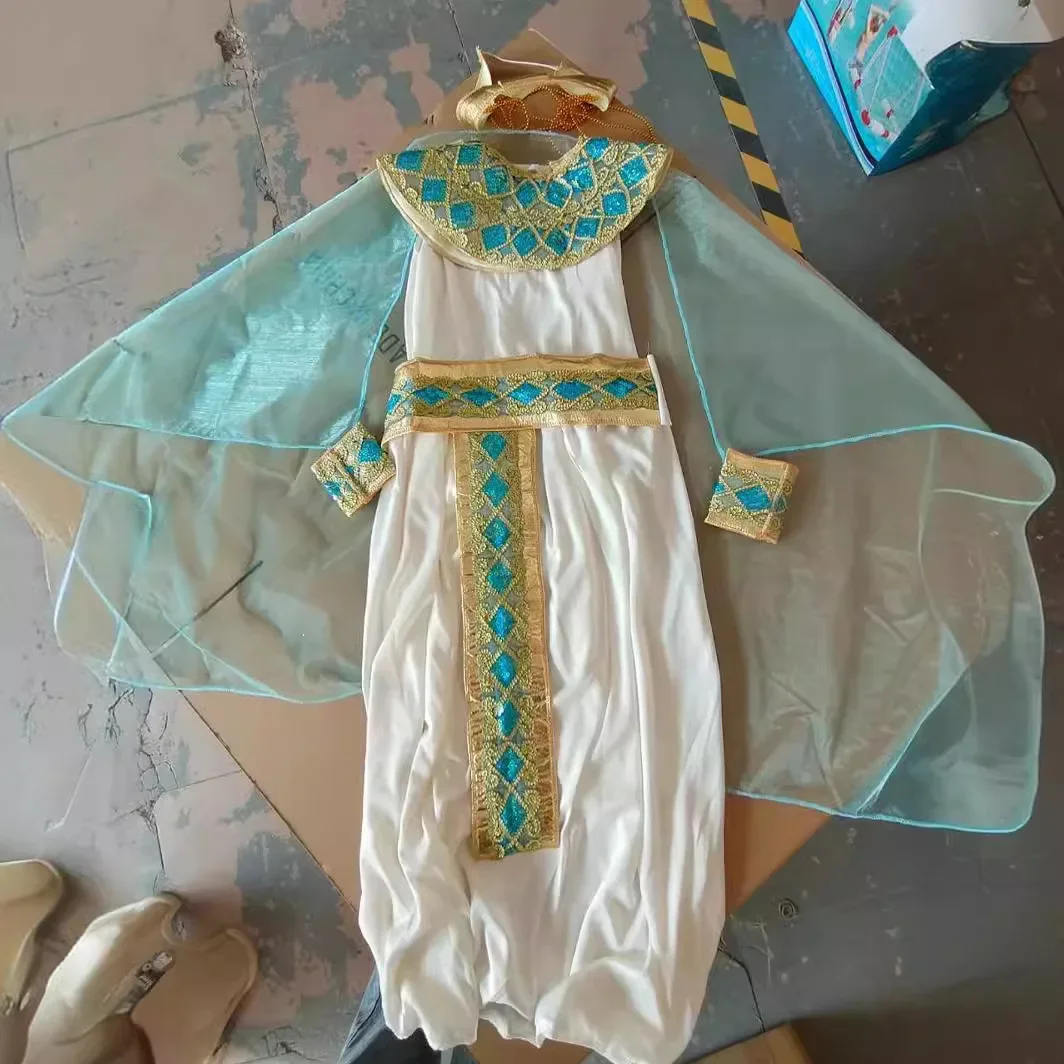 Cleopatra Children's Costume Girl Egyptian Princess Costume Goddess Queen Dress Halloween Costume Stage Performance Dance Suit