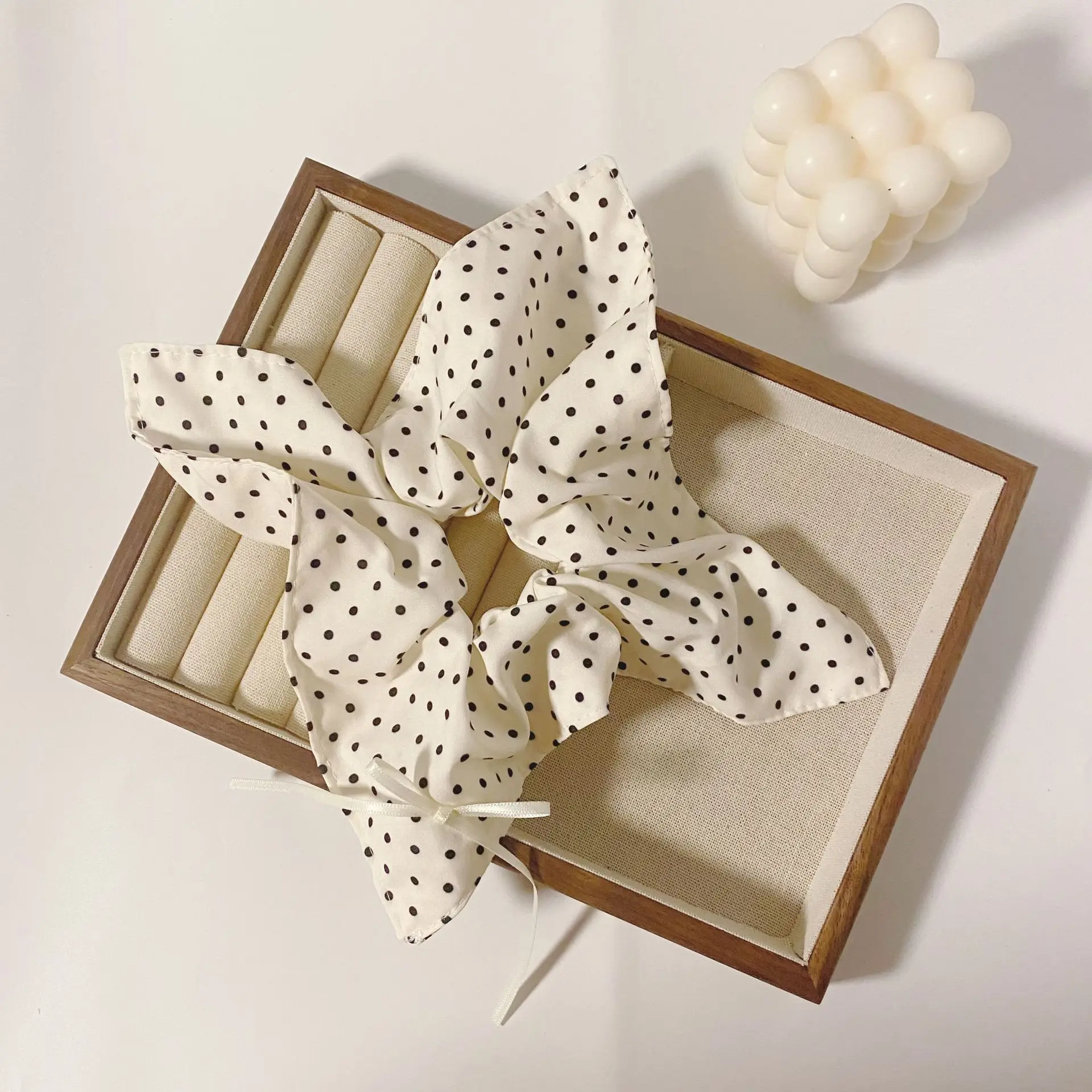 Корейский стиль, резинки для волос в горошек, бандана с бантом, кольца для волос с большим бантом, нежные элегантные аксессуары для волос для женщин