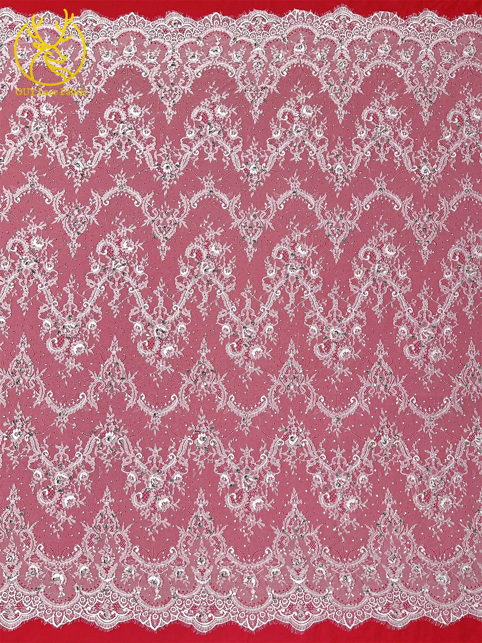 Roter nigerianischer Spitzenstoff, hochwertige afrikanische Milchseide mit Steinen, Guipure-Kordel für Damen-Partykleider, DIY-Nähzubehör, 3 Meter – Detail 10