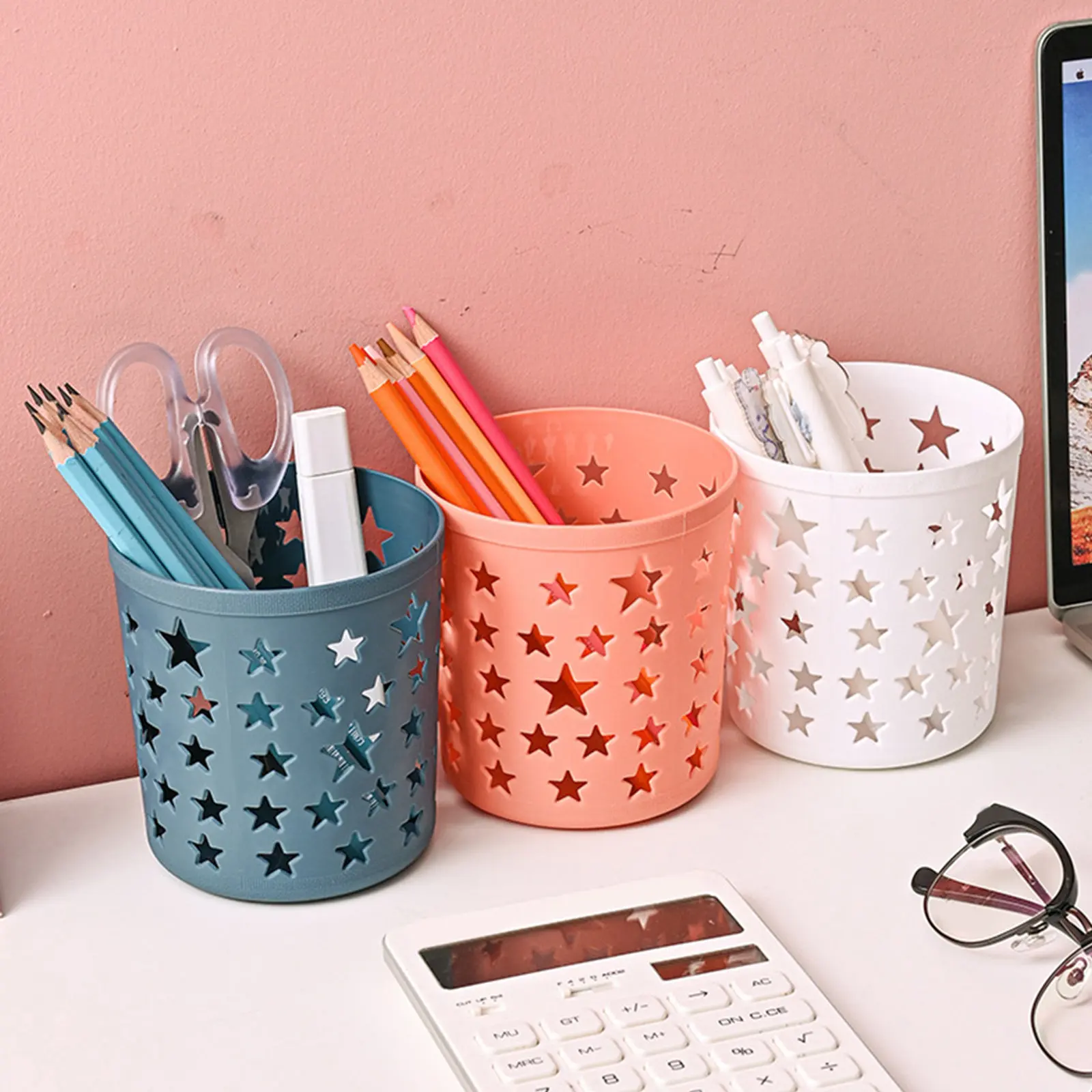 8Pcs Storage Cylinder Multifunctional Pencil Holder Plastic Pen Organizer Desk Accessories Office Desktop Storage Container Pen