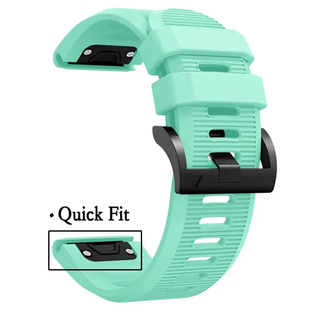 26 مللي متر QuickFit حزام الساعات ل Garmin Quaitx 3/ل Garmin Fenix 8 51 مللي متر سيليكون حزام معصمه مع مشبك أسود