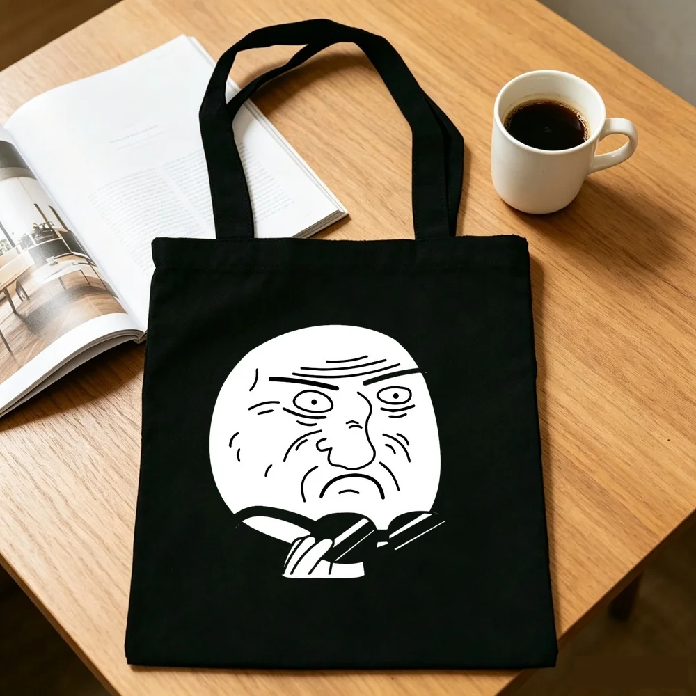 Trollface tote bag canvas  foldable einkaufstasche sac cabas totebag woman