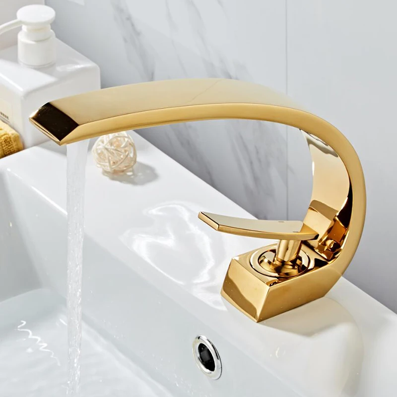 

Moon Model Hot Cold Bathroom Faucet Single Handle Copper Alloy Bathroom Fixture Faucets Gold Hot Cold Bathroom Basin Sink Tap